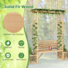 Wooden Outdoor Bench w/Pergola Garden Bench Arbor Arch Side Trellis