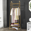 Bamboo Folding Clothes Rail 2 Tiers Hooks Bags Coat Stand Hanger Hallway Bedroom