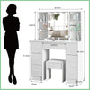 7 Drawers Vanity Makeup Table with Stool and Dresser Desk 10 LED Lighted Mirror
