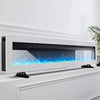 60in White Electric Fireplace Glass Panel 9 Colour Flame Effect 900/1800W Heater