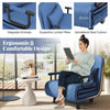 Single Folding Sofa Bed Chair Modern Fabric Sleep Function Holder-Blue
