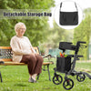 Folding Aluminum Walker Four Wheels Medical Rollator with Seat & Carrying Bag