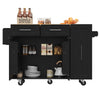 Kitchen Storage Trolley Rolling Island Cart with Drop Leaf Countertop, Cabinet