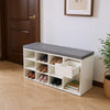 Wood Shoe Bench Hallway Shelves Rack with Cushion Storage Bench with Padded Seat