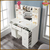 New LED Mirror Dressing Table Vanity Set with Stool Storage Cabinet Drawer Shelf