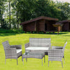 4 Piece Rattan Garden Outdoor Furniture Set Table Chairs Sofa Wicker Patio Set