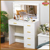 Dressing Table Set Vanity Makeup Desk with Large Mirror 3-Color LED Lights White