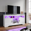 High Gloss 2 Door TV Unit Cabinet 135cm White TV Stand Sideboard Entertainment