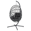 Foldable Garden Egg Swing Chair Rattan Hanging Basket w/Metal Stand&Soft Cushion