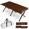 Outdoor Portable Picnic Table Roll Up Camping Table Bamboo Folding Table w/Bag