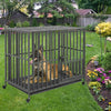 UK 46" Strong Dog Crate Cage Rolling Pet Kennel Prevent Escape Training Military
