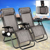 2 PCS Zero Gravity Folding Lounge Beach Chairs Outdoor Recliner in Dark Grey