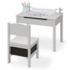Kids Table and Chair Sets Toddler Childrens Activity Table with Paper Roll Grey