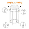 Gold Side Table, Round End Table with Glass Top and Metal Frame for Living Room