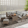 Rattan Garden Furniture Set 7 Seater Dining Table Outdoor Corner Sofa w/Cushions