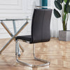 Dining Chairs Set of 4 Black PU Cantilever Chairs with High Back and Chrome Legs