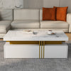 Modern White Rectangular Coffee Table with 2 Storage Drawers for Living Room