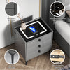 3 Drawers LED Bedside Table Wireless Charging Nightstand Bedside Cabinet Modern