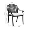 Cast Aluminum Garden Chairs Outdoor Dining Chair Padded Seat for Bistro Backyard