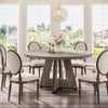 Farmhouse Dining Table for 4, 120 cm Round Dinner Table for Kitchen Living Room