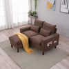 2 Seater faux leather/Linen Fabric Love Seat Sofa Armchair with Footstool Couch