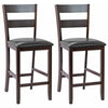 2X Upholstered Bar Stools PU Leather Counter Height Kitchen Dining Pub Chairs