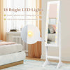 18 LEDs Jewelry Cabinet Floor Standing Jewelry Storage Organizer White