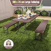 Outdoor Folding Dining Table w/ Carrying Handle-Coffee