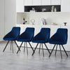 2Pcs Blue Dining Chairs Velvet Padded Seat Dining Room Chair Modern High Back