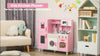 AIYAPLAY Play Kitchen Kids Kitchen Set with Lights and Sounds, Pink