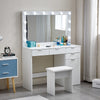 Large Dressing Table Stool Set with LED Light Mirror Vanity Make up Desk UK