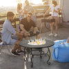 4 in 1 Outdoor Fire Pit Dining Table Round Wood Burning Fire Bowl W/ Mesh Cover
