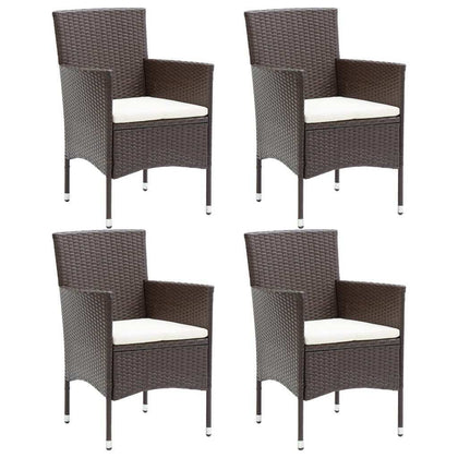 4x Garden Dining Chairs Poly Rattan Brown Outdoor Patio Armchair vidaXL