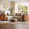 2PCS Solid Wood End Table, 3-Drawer Rattan Side Table, No Assembly Required