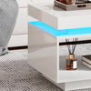 High Gloss LED Coffee Table with Drawer, Open Display Shelf and RGB Led Lights