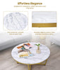 Industrial Round Coffee Table White Marble Effect End Table Modern Center Table