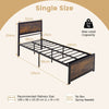 Industrial Metal Platform Bed Single Metal Bed Frame w/High Headboard