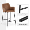 2PCs Faux Leather Bar Stool Breakfast Kitchen Bar Chair w/ Backrest Footrest