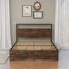 Double/King Size Bed Frame with Storage Headboard, 4 Drawers Platform Slats Bed