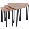 Industrial Nest Tables Vintage Room Furniture Side End Table Set 3 Rustic Metal