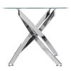 Round Modern Clear Glass Dining Table With Chrome Cross Legs Kitchen Furniture