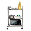 3 Tiers Storage Racks Holders ABS Stainless Steel Trolley with Wheels Kitchen