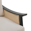 Vintage Wooden Frame Linen Fabric Armchair Rattan Armrest Lounge Tub Chair Sofa