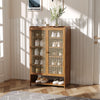 Double Rattan Doors Bamboo Shoe Cabinet Storage Cupboard Footwear Stand Rack