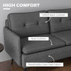 Modern Upholstered Two Seater Sofa for Bedroom Living Room Dark Grey
