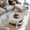Luxury Mirrored Crush Floating Diamond Crystal Round Silver Sparkle Coffee Table