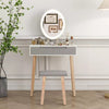 Square Mirror Dressing Table Set LED Light Mirror Vanity Desk with Stool Drawer