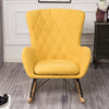 High Back Rocking Chair Bedroom Nursery Reading Room Relax Armchair Sofa -Yellow