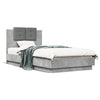 Bed Frame with Headboard and LED Lights Concrete Grey 90x190 cm Single vidaXL