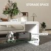 High Gloss Coffee Table with Glass Shelf, Two-Tier Living Room Table, White